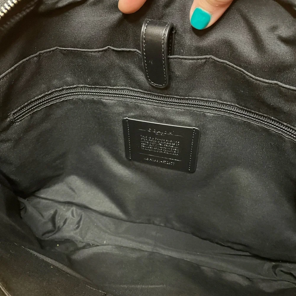 Coach Black Embossed Signature Leather Laptop Bag